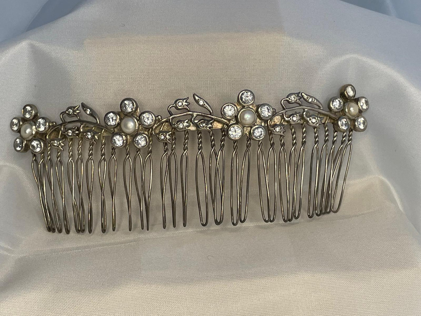 Lily of the Valley hand made sterling silver hair comb