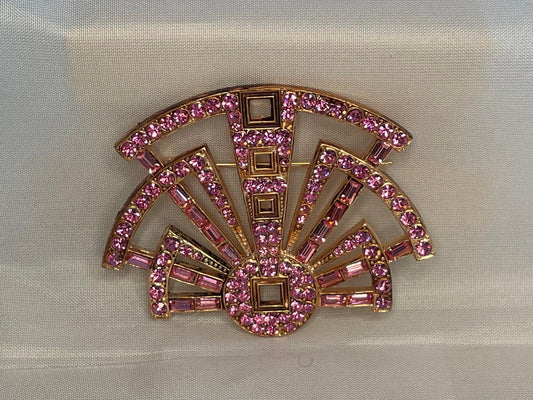 Pink art deco style brooch